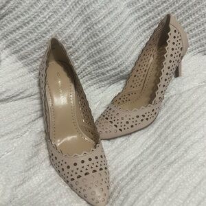 Elegant Beige Laser-Cut Heels